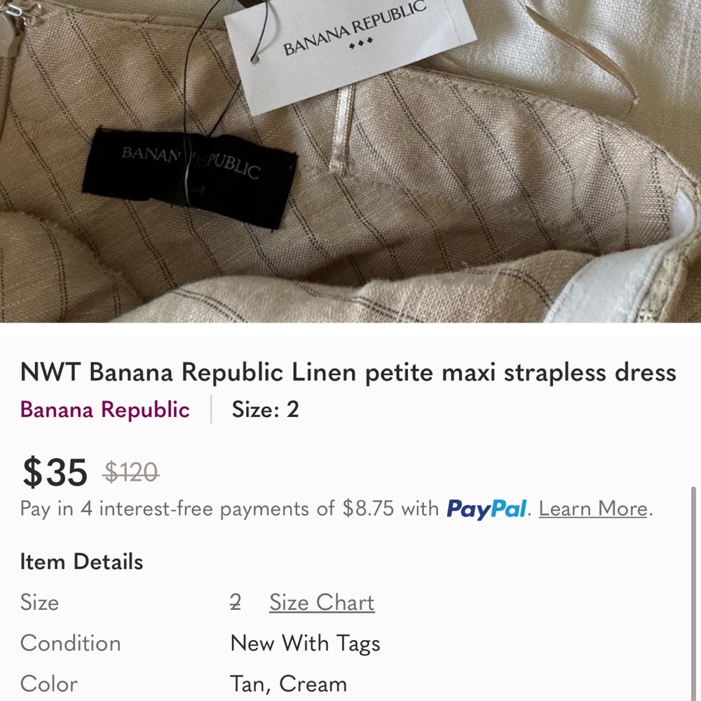 Banana Republic Linen petite maxi strapless dress - Picture 6 of 6